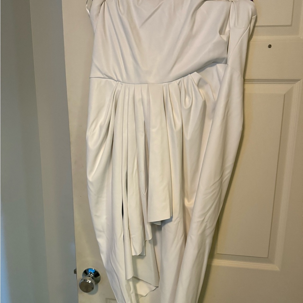NWT ELOQUII Bridal Faux Leather White Draped Women's Dress